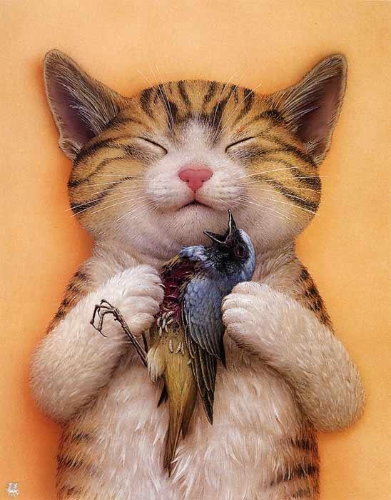 Кот с птичкой