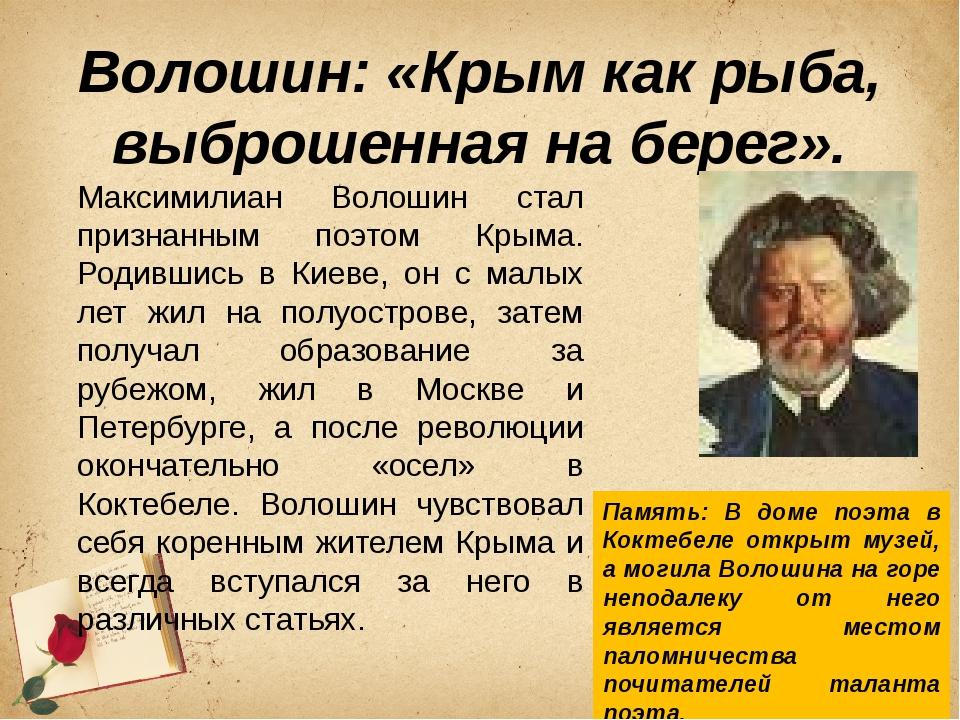 Волошин биография презентация