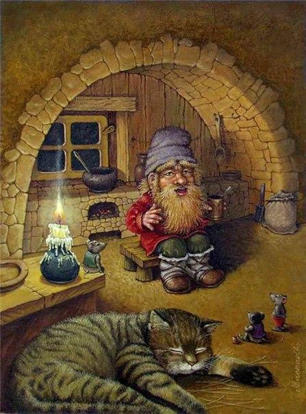 Домовой сидит за печкой....