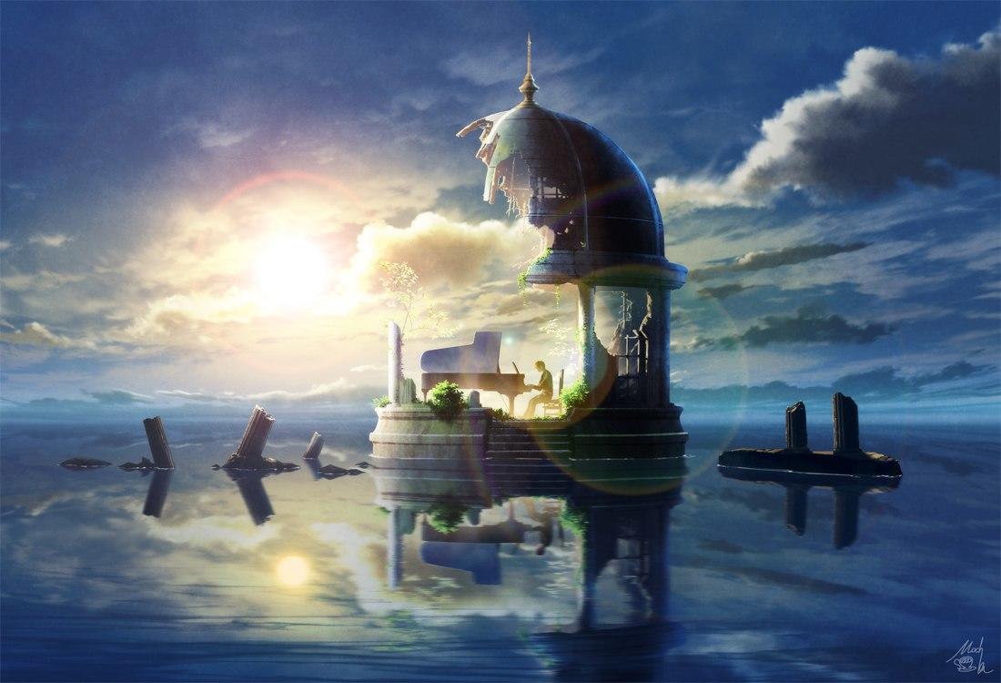 рояль на море