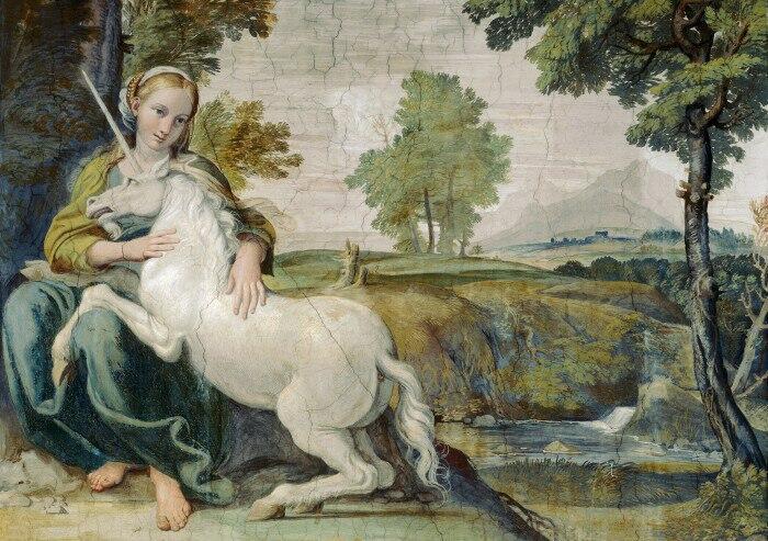 «Девушка и единорог», фреска в Палаццо Фарнезе