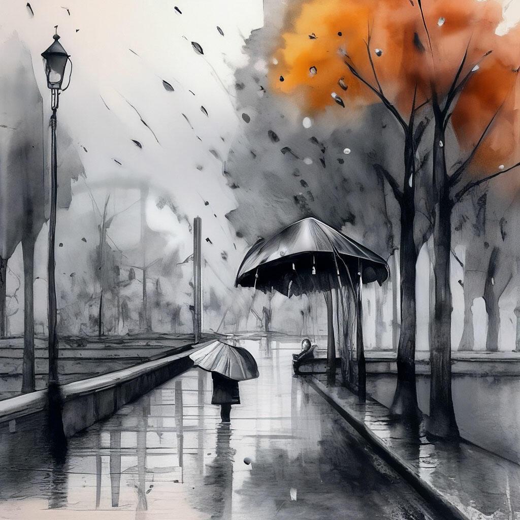 Осенний дождь над городом завис