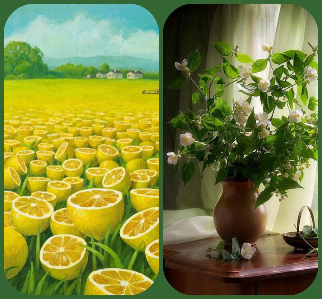 Прекрасное утро, цветы и лимоны,