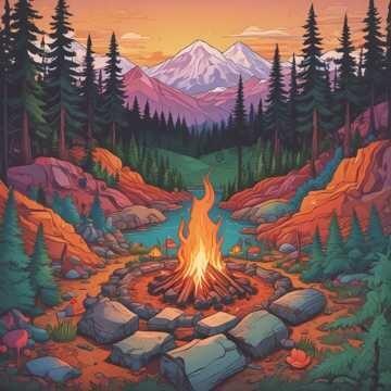  В ПОХОДЕ У КОСТРА СРЕДЬ ГОР