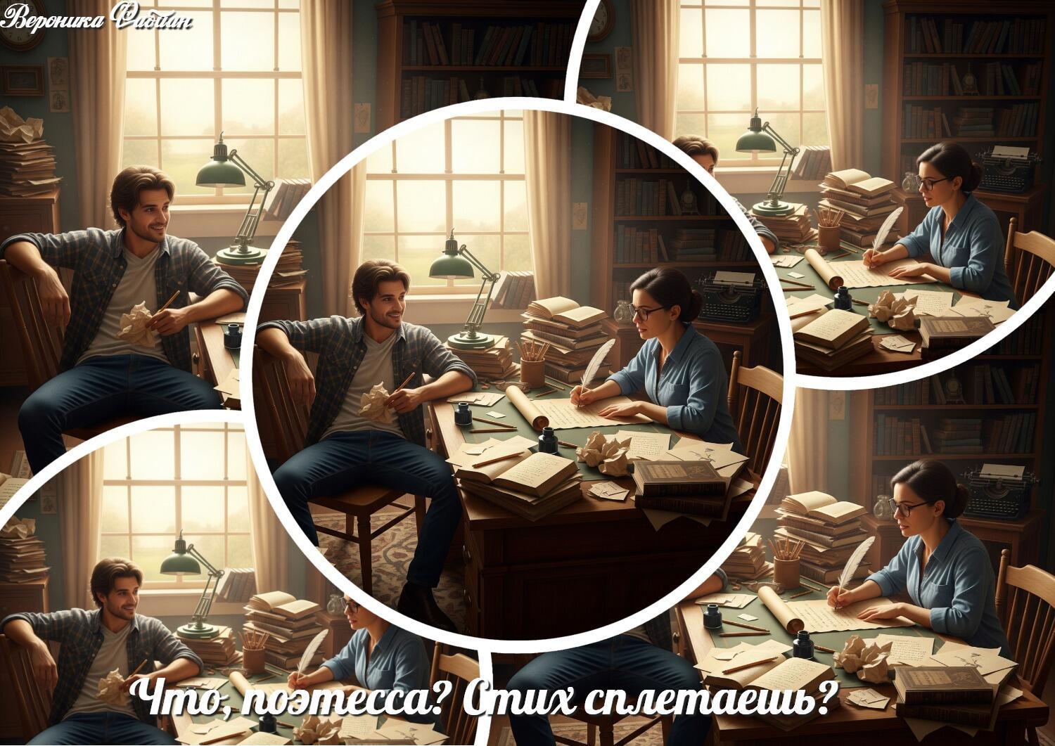 Что, поэтесса? Стих сплетаешь?