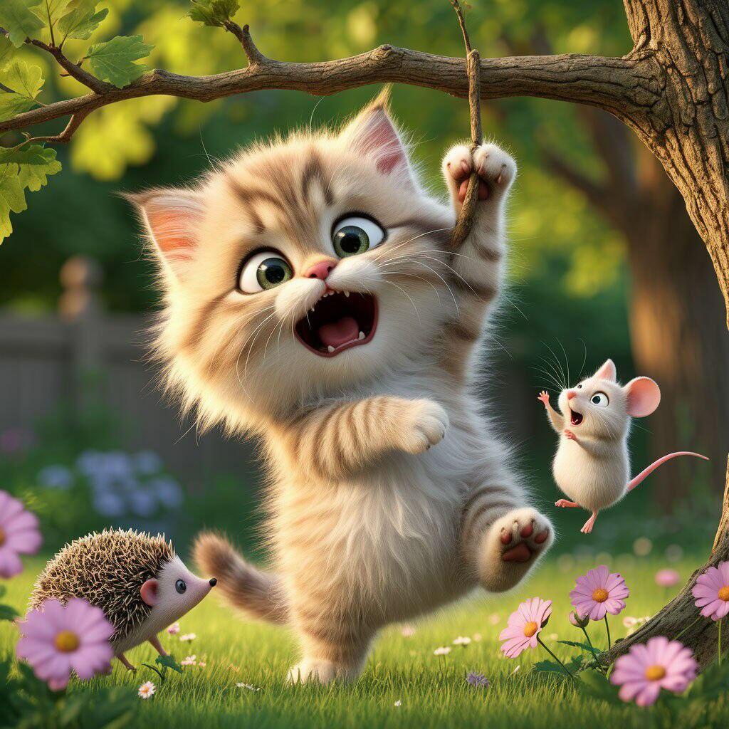 Мурзик — смелый охотник.