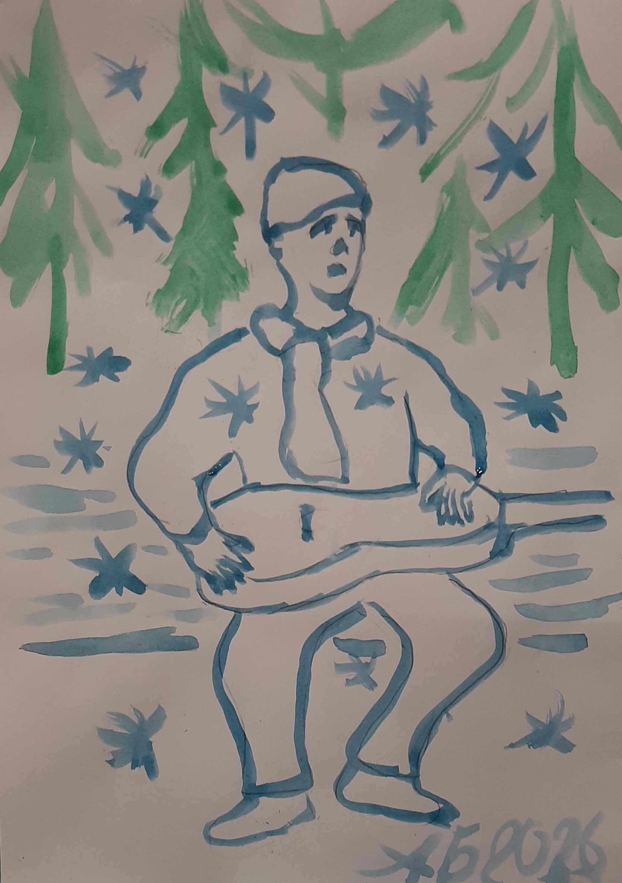 Плавится сердце.(Сл.,муз.,исп.,рисунок-Александр Бережный)