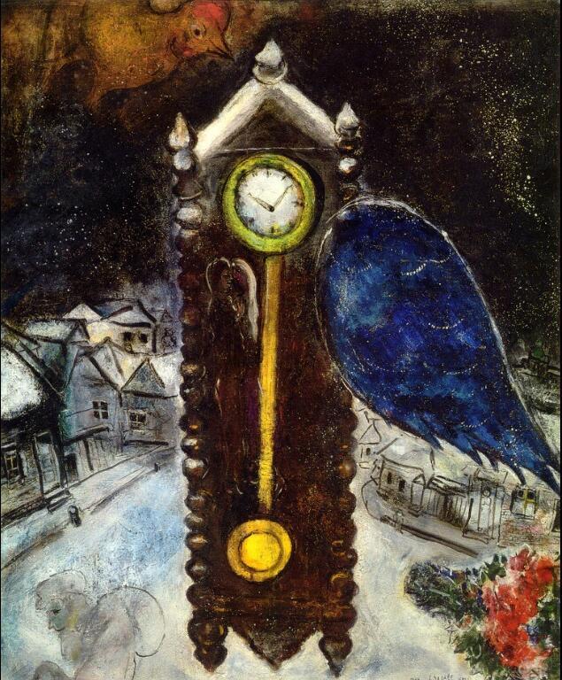 Часы с синим крылом. Марк Шагал. 1949 г.