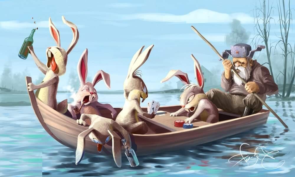 Фото дед мазай и зайцы в лодке