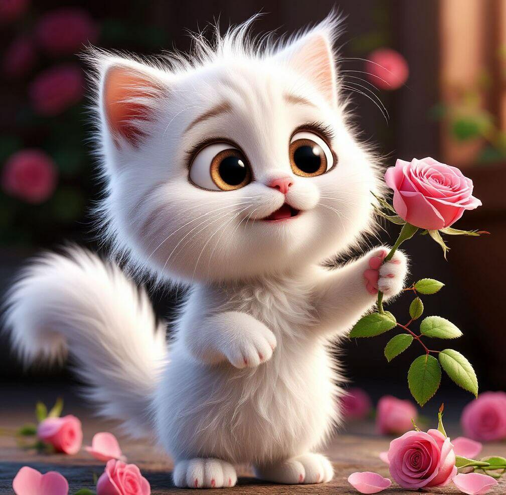Белая розочка! Сладкая кошечка!