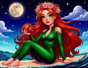 Гоняет Мисс на сёрфе, как всегда, роскошна!