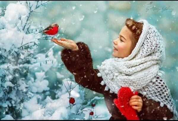 Катя и снегирь