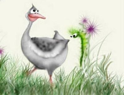 Гусеница и гусь