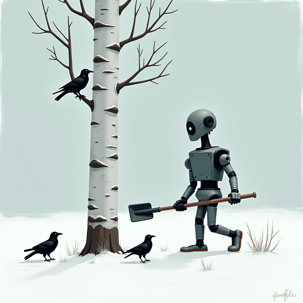 Замела метелица, тротуар и мост