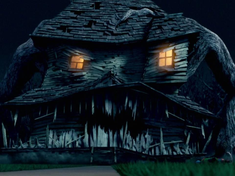 Домашний пожиратель. Дом-монстр (Monster House). Страшный дом из мультфильма. Дом монстр дом. Страшный дом мультфильм.