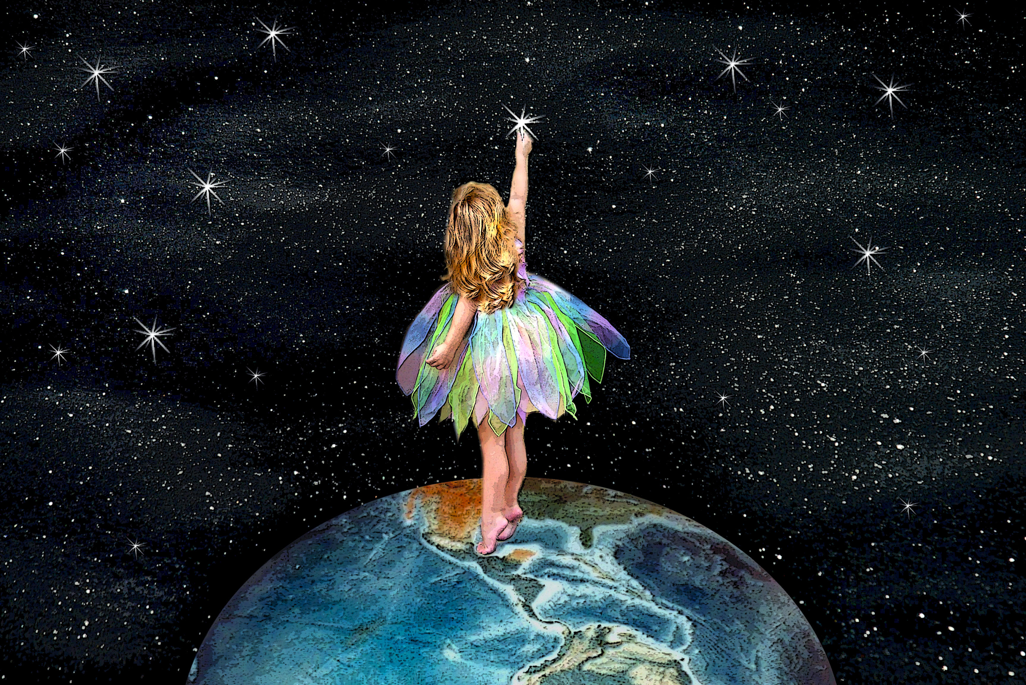 Мечты людей о космосе. Девочка Вселенная. Девочка с планетами. Девочка и звезды. Фон с феей в космосе.