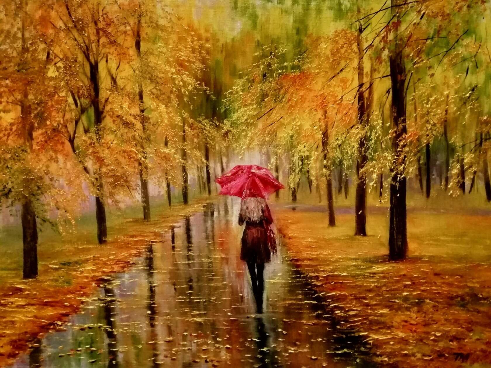 Я брел по осенней. Дама в осенней аллее. Осень дождь. Осенняя грусть. Осенняя аллея.