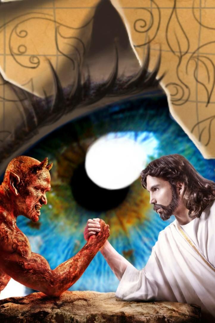 Бог против зла. Иисустпротив дьявола. Бог и дьявол. Бог против дьявола. Борьба добра со злом.