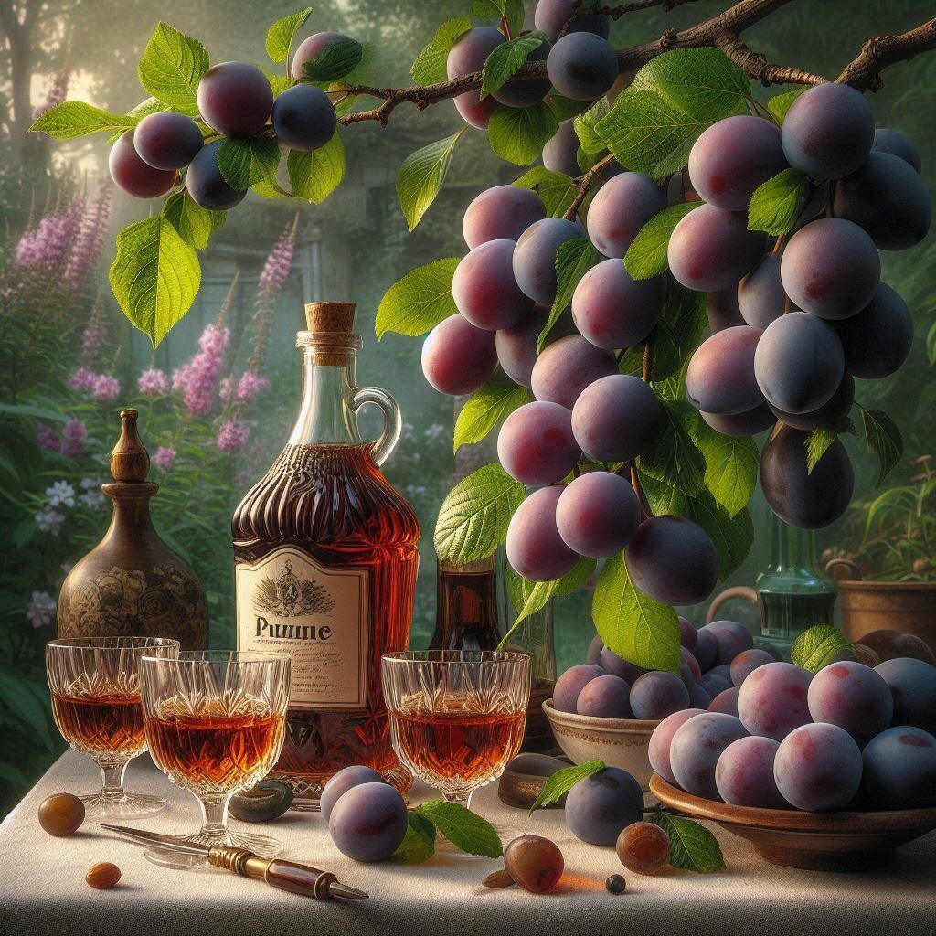 Хилять гілку стиглі сливи обважні́лі