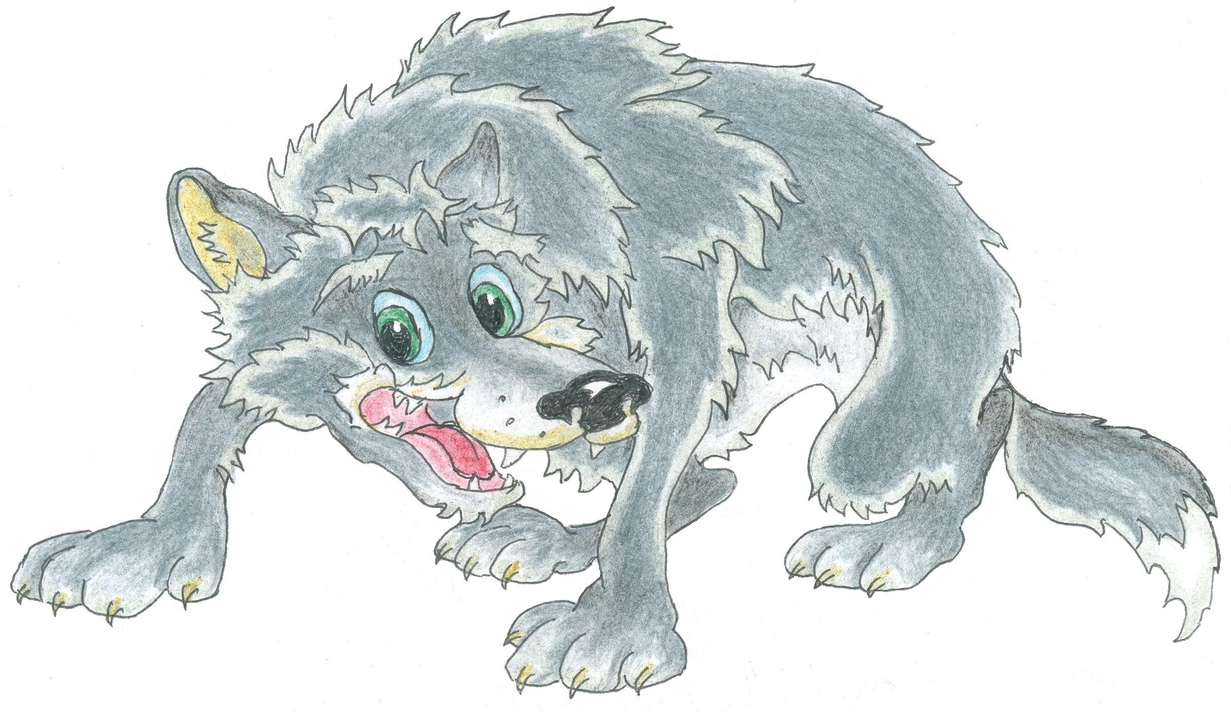 Серый волк рисунок для детей