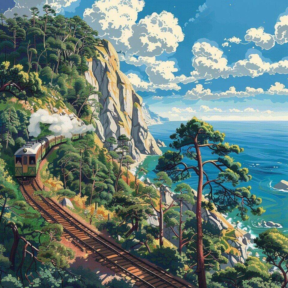 Байкал в стиле Хаяо Миядзаки экспромт