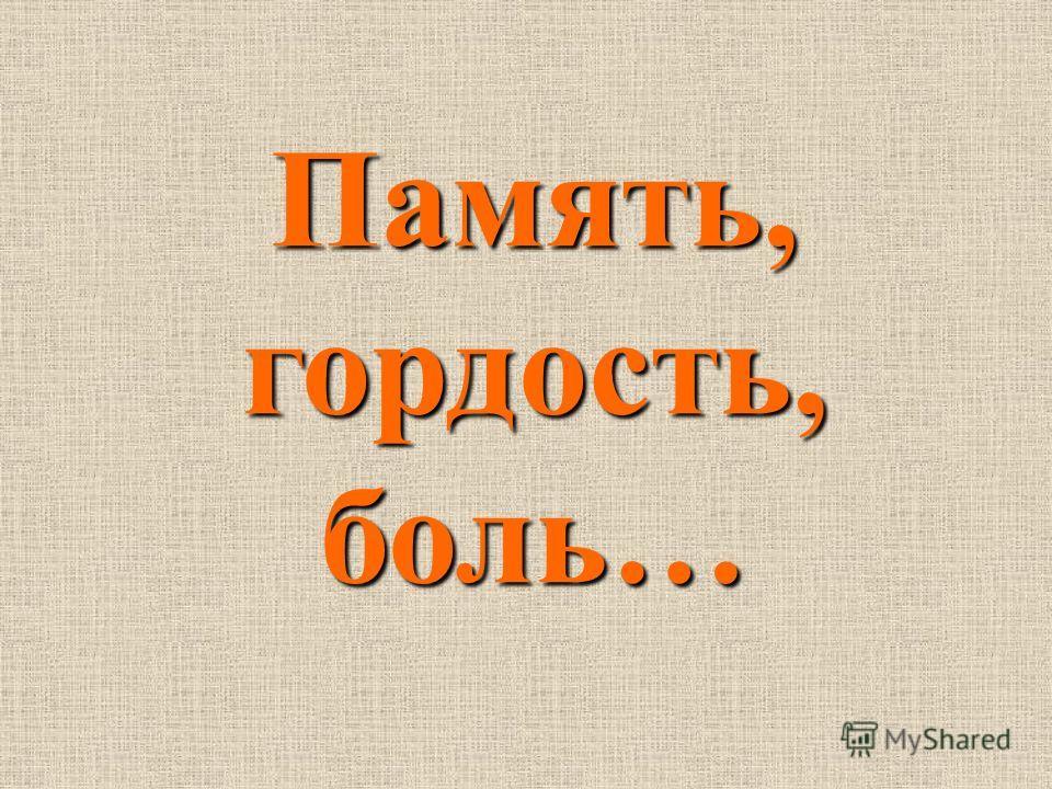 Память, гордость, боль...