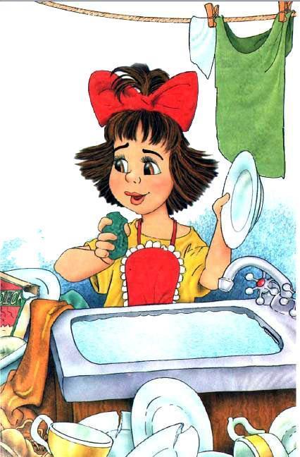 Песня моем посуду. Девочка моет посуду. Мытье посуды иллюстрация. Мамин помощник рисунок. Мытье посуды иллюстрации для детей.