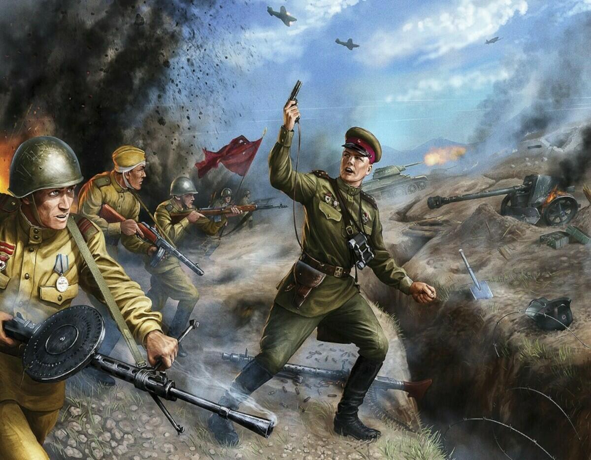 Русские солдаты второй мировой. Атака пехоты Великая Отечественная.