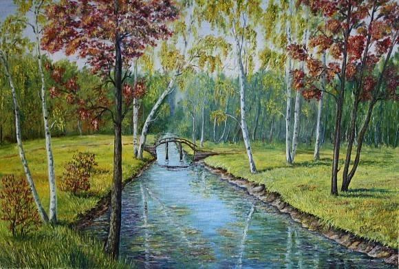 Горбатый мостик над лесным ручьём