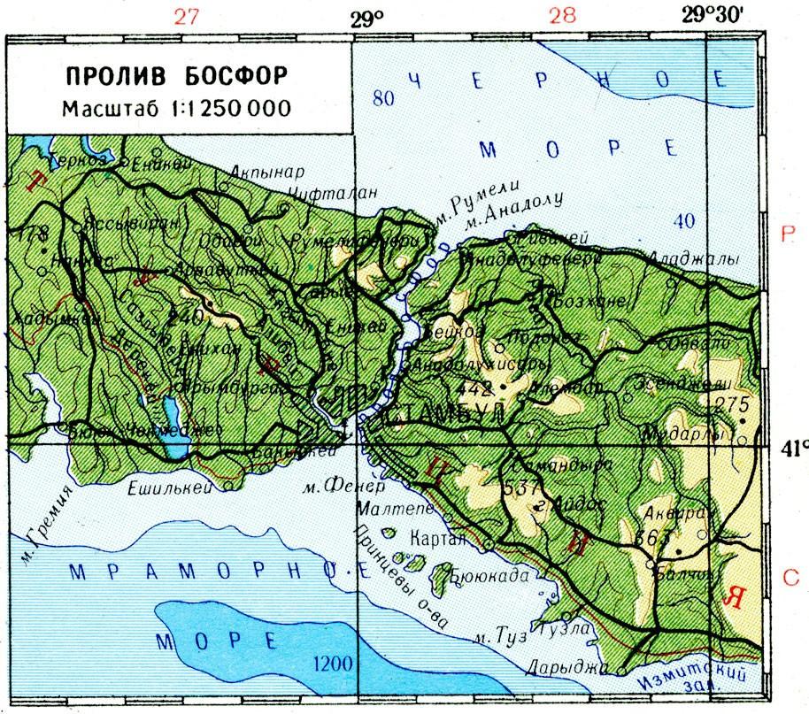 Карта пролив босфор и дарданеллы карта