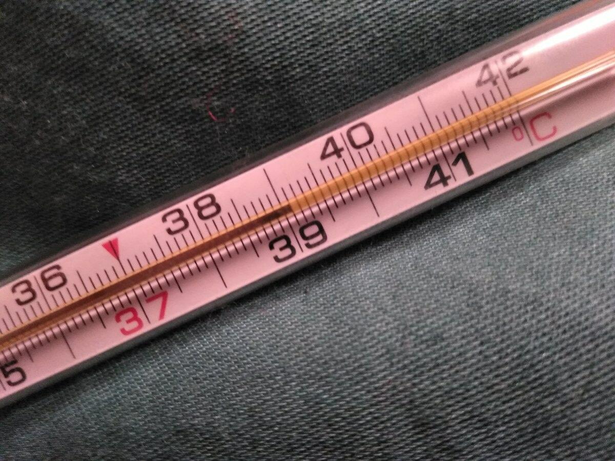 Фото градусника с температурой 39 и 9