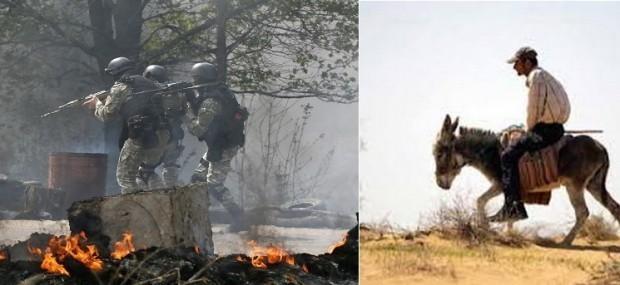 Едет бравый дед Пихто с кочергою на АТО