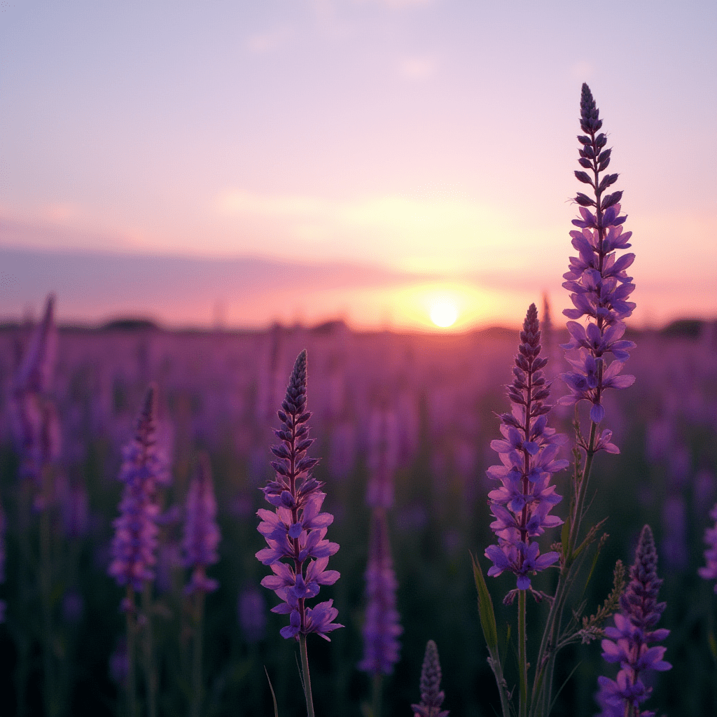 Лиловой лентою закат