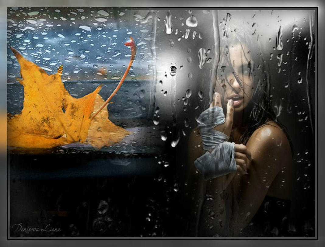 Плакать беззвучно. Осень плачет дождем. Слезы осени. Девушка за мокрым стеклом. Дождь за окном.