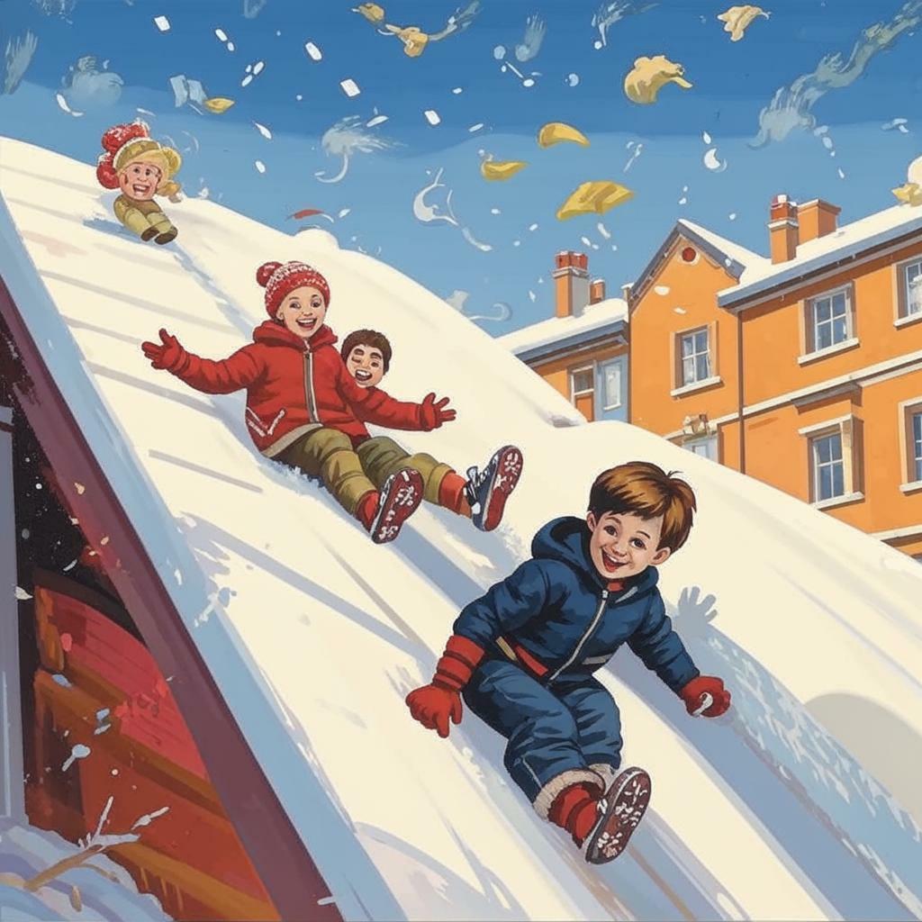 С крыши в снег