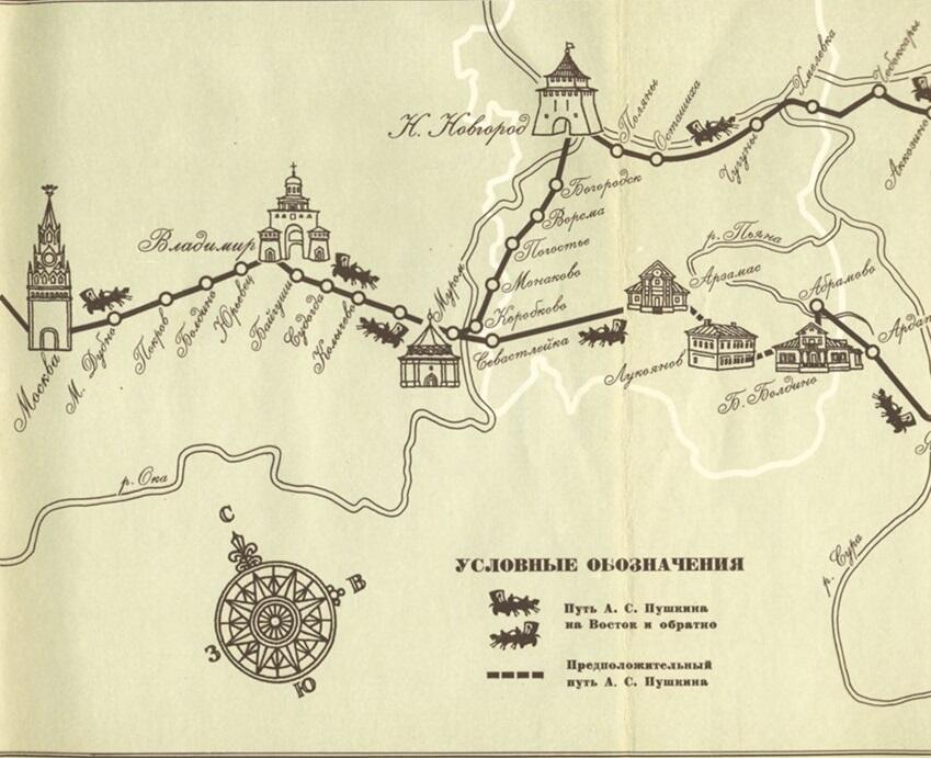 Карта путешествия пушкина по крыму