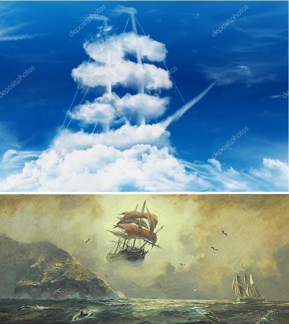 Корабль из белых облаков
