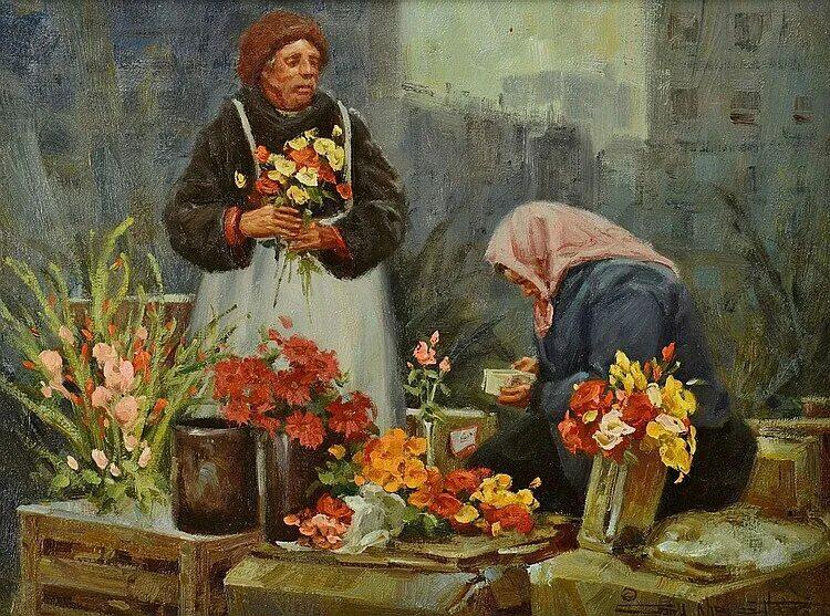 У метро продают полевые цветы