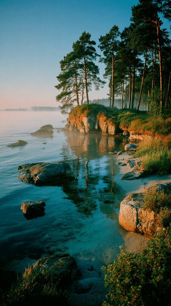 По берегам...