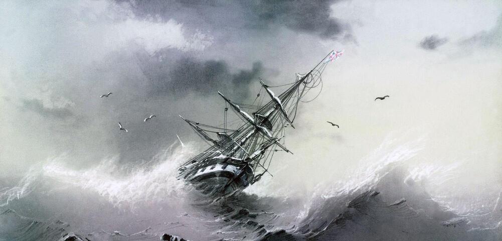 А борта водою сжало