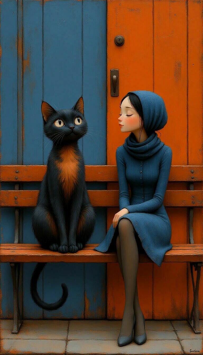 На крыльце.