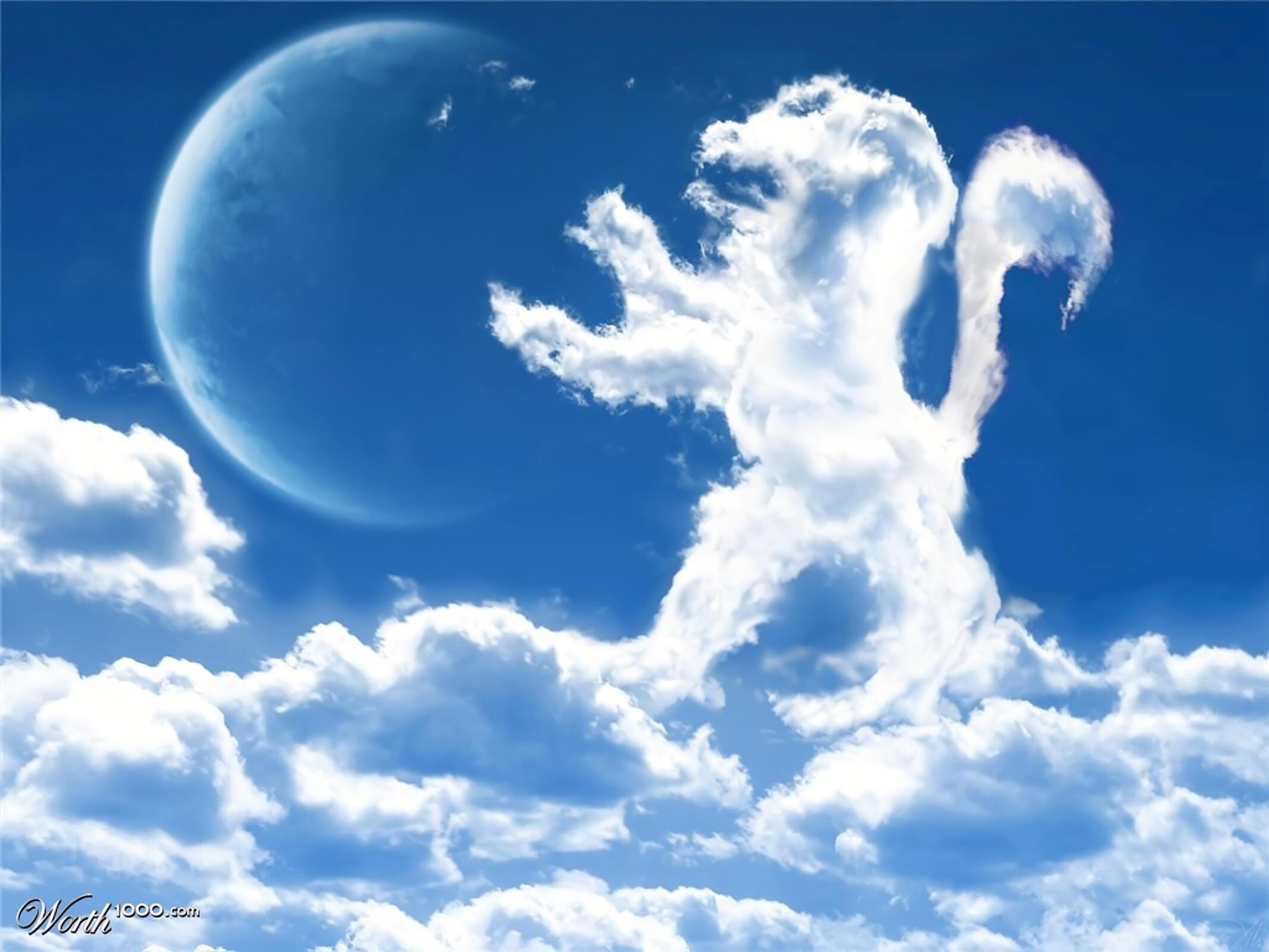 Обитатель облаков. Облака. Облака в форме животных. Фигуры из облаков. Красивые облака.