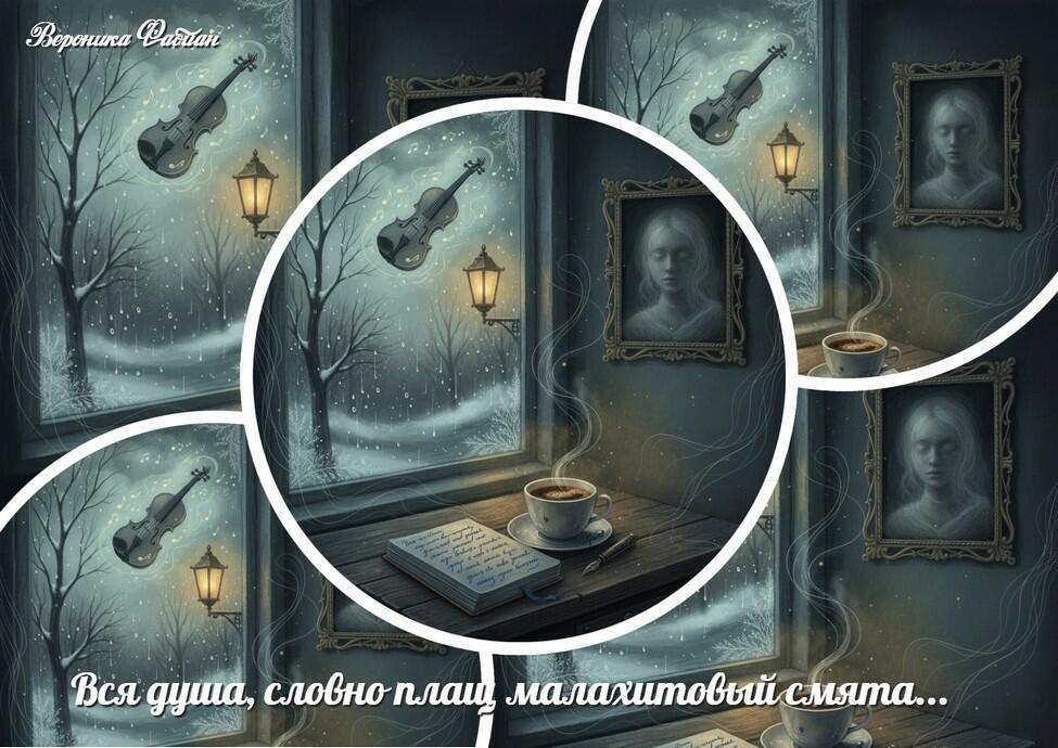 Вся душа, словно плащ малахитовый, смята...