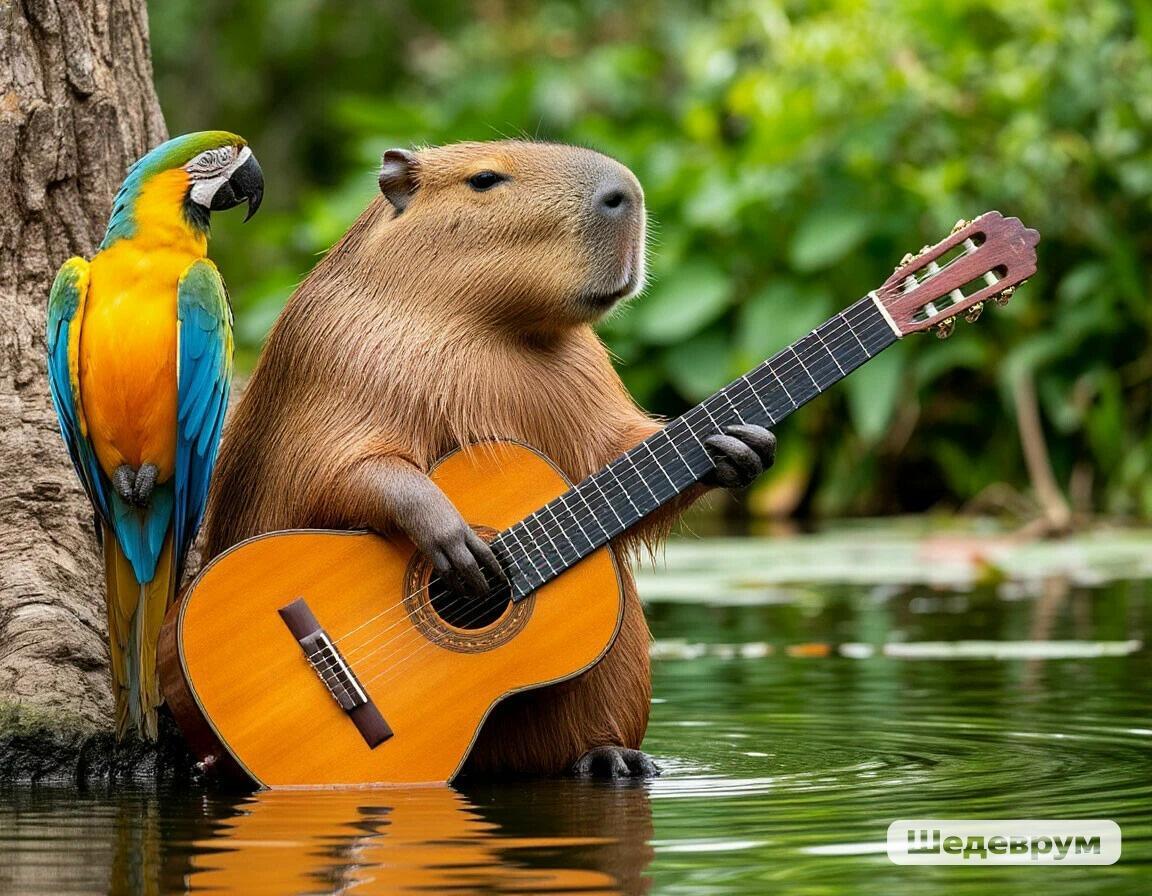 Капибара и гитара
