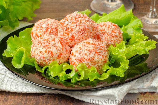 Закусочные шарики с крабовыми палочками, плавленым сыром, яйцами и чесноком!