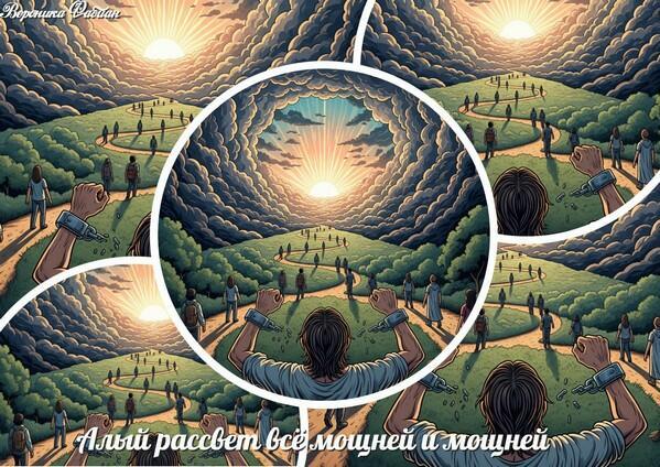 Алый рассвет всё мощней и мощней...