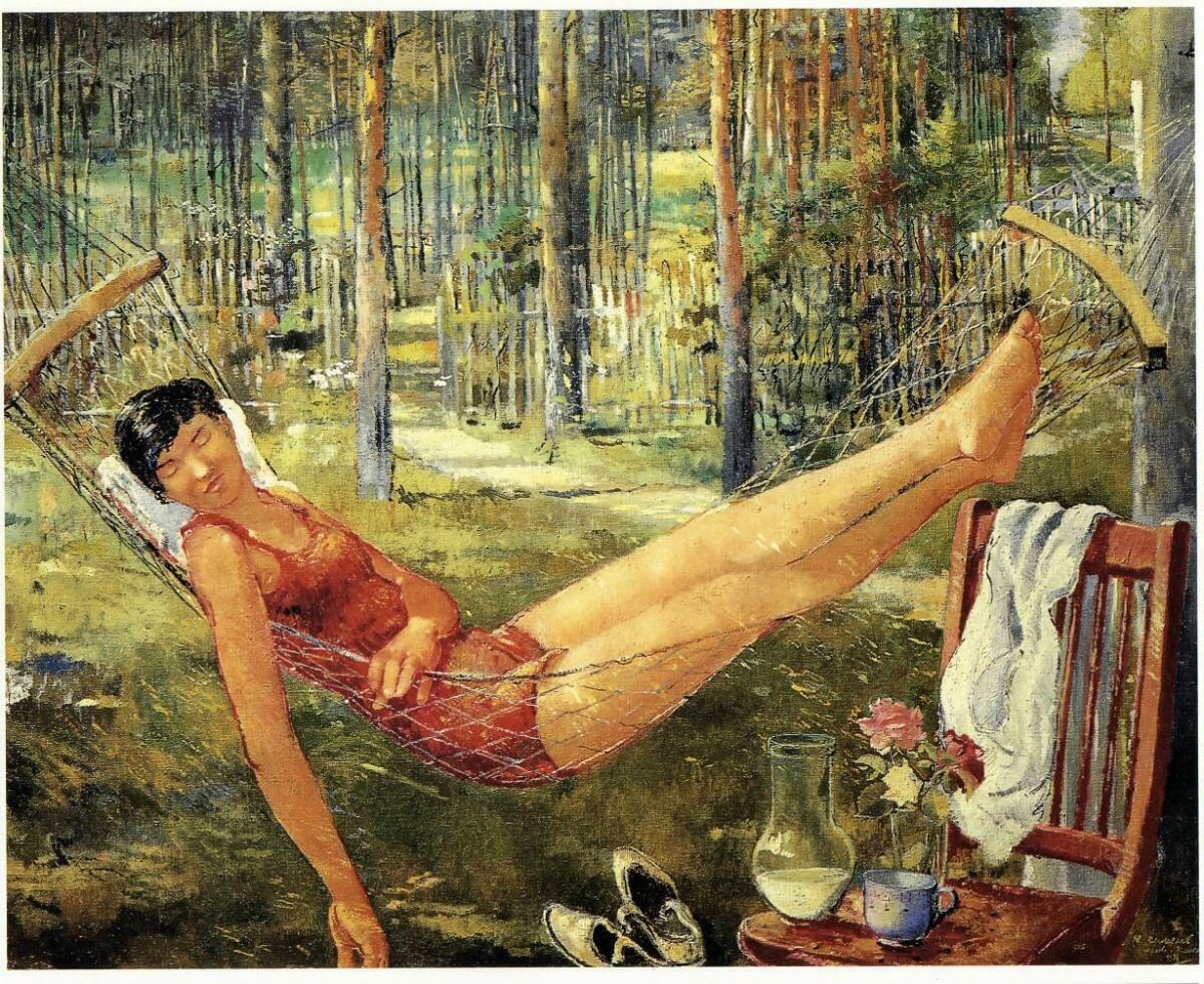 Хозяйка экспресса (к картине Юрия Пименова «Женщина в гамаке») автор стихотворения ВикторияСевер, декламация Василия Кабанова