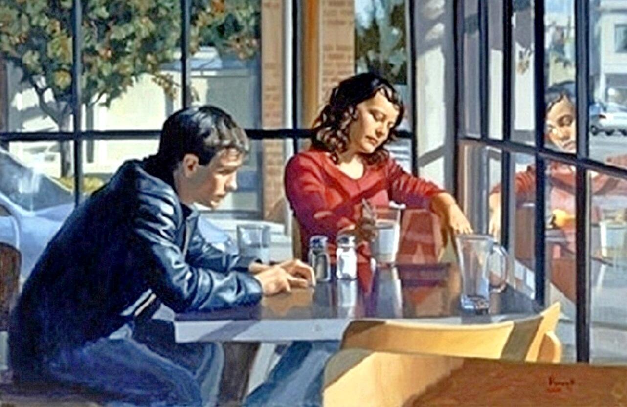 Гость расставаться. Картина встреча в кафе. Девушка в кафе живопись. Двое за столиком в кафе. Мужчина за столиком в кафе живопись.