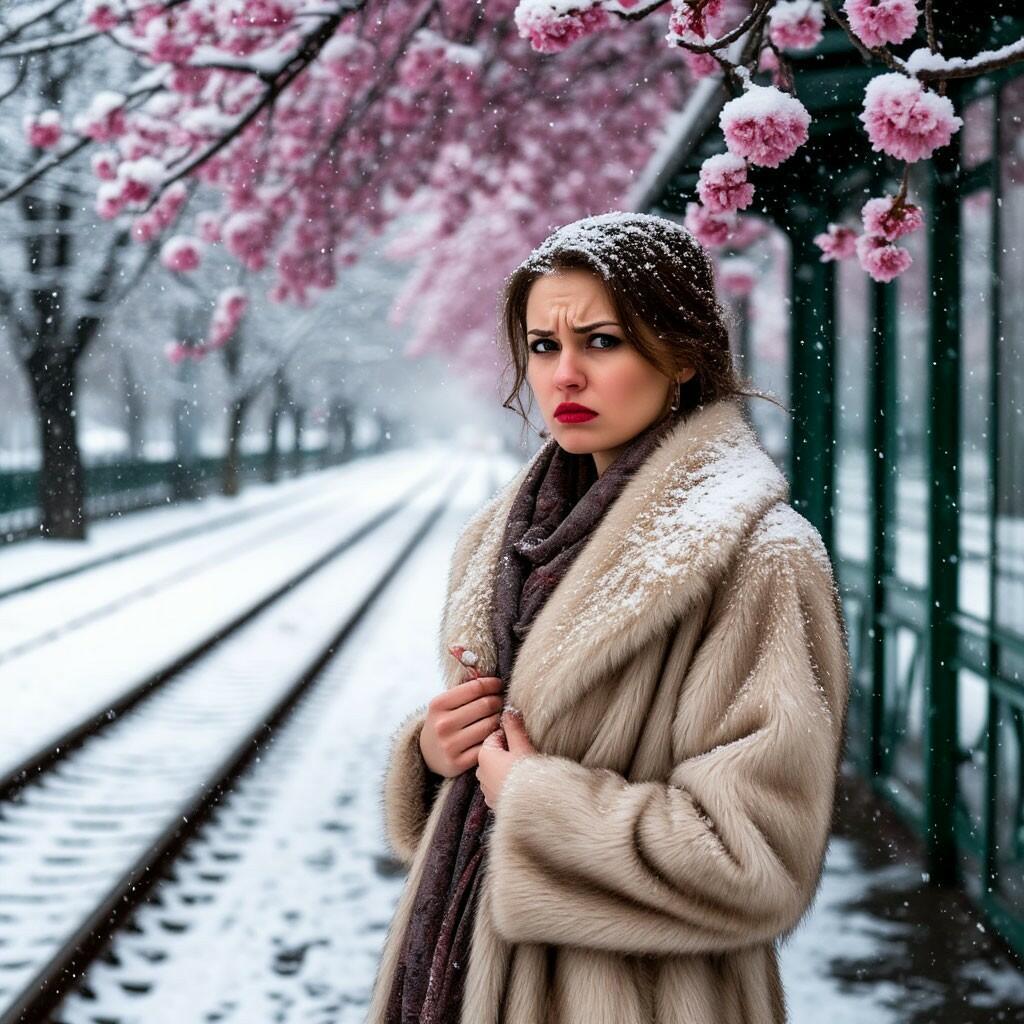 Сакура под снегом