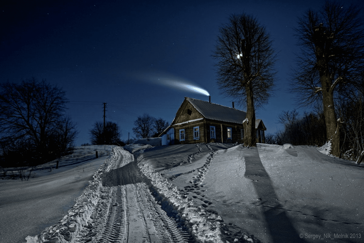 Зимняя ночь деревенская 